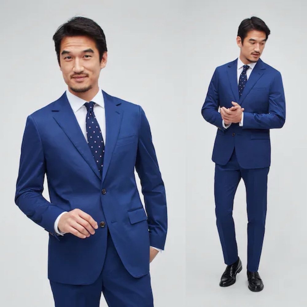 Bonobos Italian Stretch Cotton Slim Fit Suit Jacket in Descending Blue size 40R